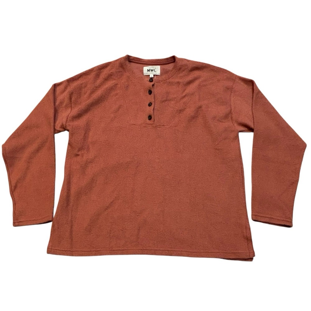 Madewell Cozy brushed Top NC745 salmon relaxed fit Henley size M